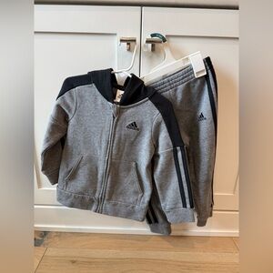 Adidas Kids Gray and Black Sweatpants Set